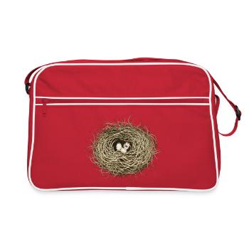 Nid d’oiseau ou panier de Pâques avec trois oeufs d’oiseau - Sac Retro - rouge/blanc - Devant