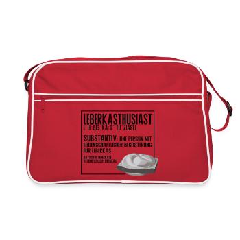 Leberkasthusiast – Leberkas Lifestyle Humor - Retro Tasche - Rot/Weiß - Vorne