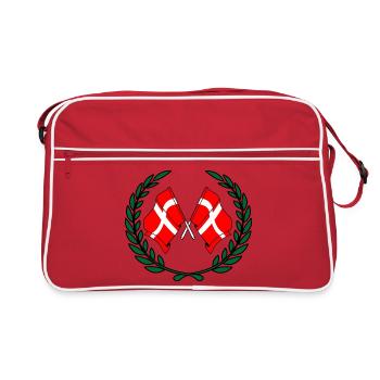 Denmark flags in laurel wreath - Retro Bag - red/white - Front