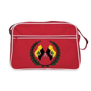 Fahnen Sachsen Anhalt Lorbeerkranz - Retro Tasche - Rot/Weiß - Vorne