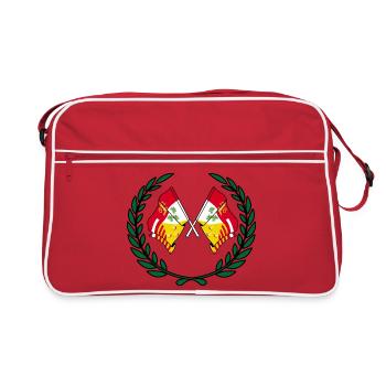 Flags of the Liège in laurel wreath - Retro Bag - red/white - Front
