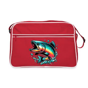 Lachs - Retro Tasche - Rot/Weiß - Vorne
