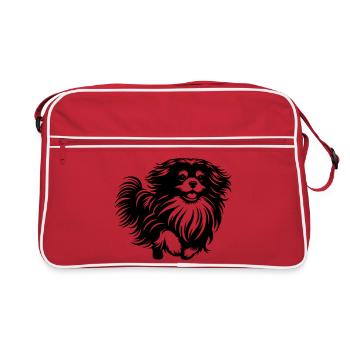 Tibet Spaniel - Retro Tasche - Rot/Weiß - Vorne