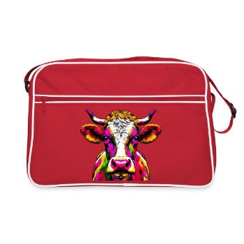 Kuh - Retro Tasche - Rot/Weiß - Vorne