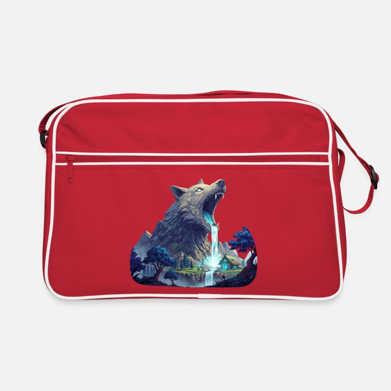 Wolf Wasserfall Retro Tasche