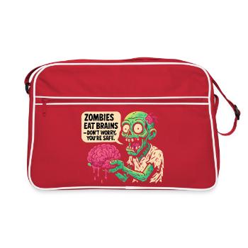 Zombie cerveau rétro amusant - Sac Retro - rouge/blanc - Devant