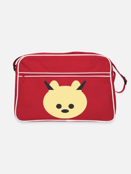 Horned Bear Cuddly Icon - Retro Bag - red/white - Front