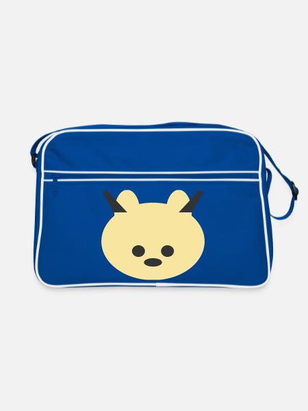 Gehörnter Bär Kuschel-Symbol - Retro Tasche - Blau/Weiß - Vorne