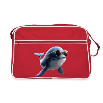 Baleine bleue Baleine Baleines bleues Baleines Chant Baleine Plongeur Baleines Océan - Sac Retro - rouge/blanc - Devant