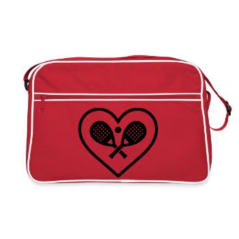 Padel Heart Crossed Rackets Sport Gift - Retro Bag - red/white - Front