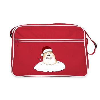 Weihnachtshamster im Schnee - Retro Tasche - Rot/Weiß - Vorne