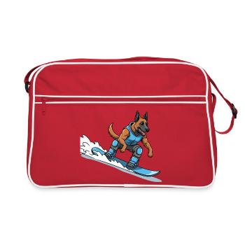 Surfer Hund Deutscher Schäferhund Welle - Retro Tasche - Rot/Weiß - Vorne
