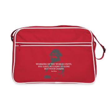 Citation de Karl Marx : Les travailleurs Unis - Sac Retro - rouge/blanc - Devant