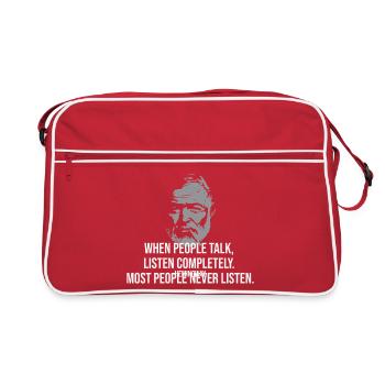 Citation d’Ernest Hemingway sur l’écoute. Conception idéale - Sac Retro - rouge/blanc - Devant