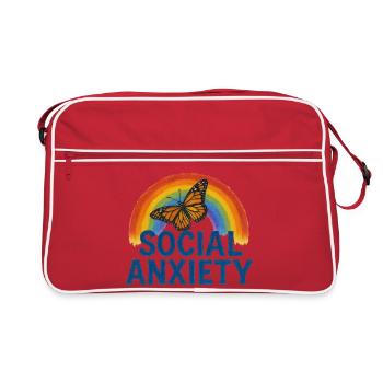T-shirt Anxiété sociale Papillon Arc-en-ciel - Sac Retro - rouge/blanc - Devant