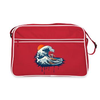 Illustration de vague dynamique sur une vague puissante - Sac Retro - rouge/blanc - Devant