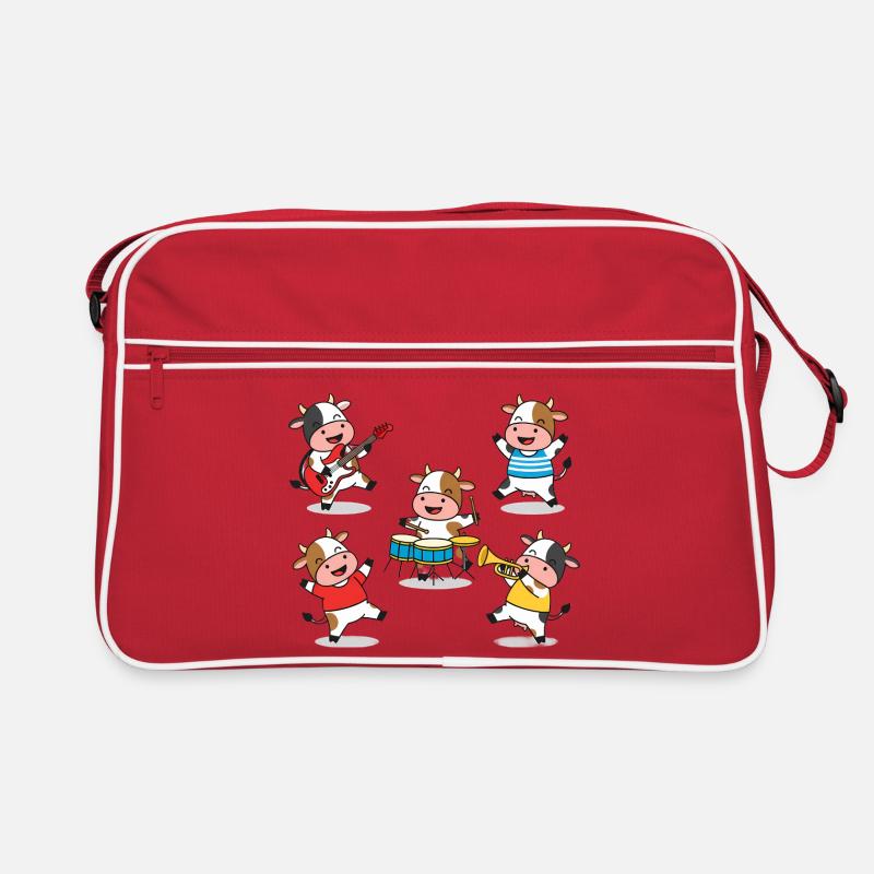 Comique de fête musicale du groupe de vaches mignonnes Sac Retro