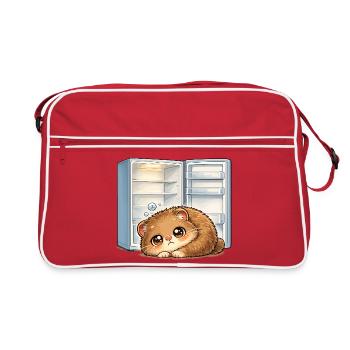 Petit chat devant un réfrigérateur ouvert - Sac Retro - rouge/blanc - Devant