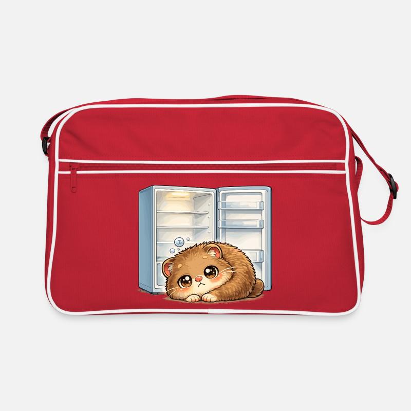 Petit chat devant un réfrigérateur ouvert Sac Retro