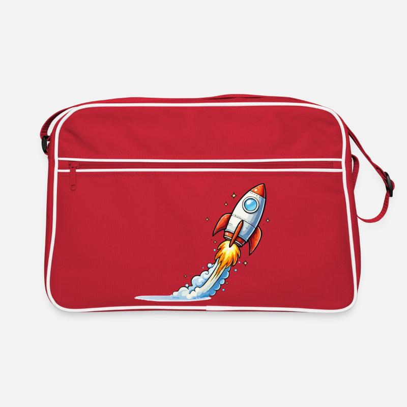 Rocket Launch Cartoon Design Retro Bag