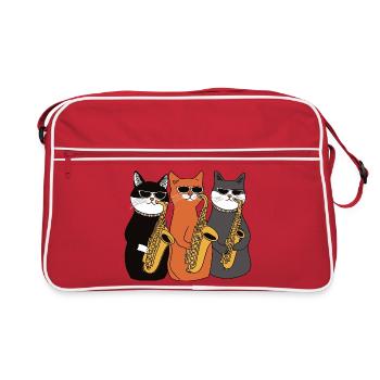 Trio de saxophone chat - Sac Retro - rouge/blanc - Devant