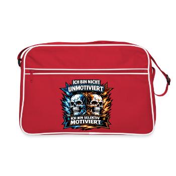 Pas démotivé – motivé sélectivement avec les skiffs - Sac Retro - rouge/blanc - Devant