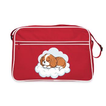 Chiot rêveur sur nuage - Sac Retro - rouge/blanc - Devant