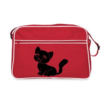 Silhouette de dessin animé de chat mignonne Fröhl minimaliste - Sac Retro - rouge/blanc - Devant