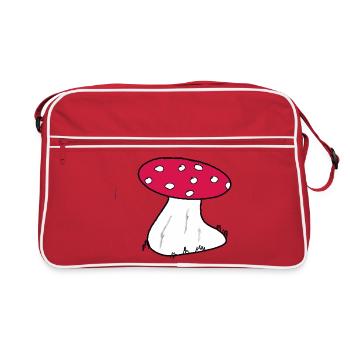 Red Toadstool Cartoon Pattern - Retro Bag - red/white - Front