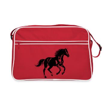 Horse Gallop Silhouette Wild - Retro Bag - red/white - Front