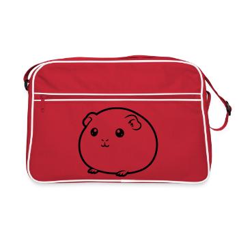 Dickes Meerschweinchen Comic Kontur - Retro Tasche - Rot/Weiß - Vorne