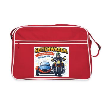 Seitenwagen, mein liebstes Anhängsel - Retro Tasche - Rot/Weiß - Vorne