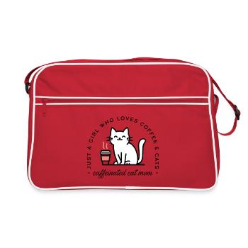 Katzenmama, Kaffeemädchen-Ästhetik - Retro Tasche - Rot/Weiß - Vorne