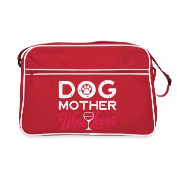 Dog Mother Wine Lover Hund Wein T-Shirt - Sac Retro - rouge/blanc - Devant