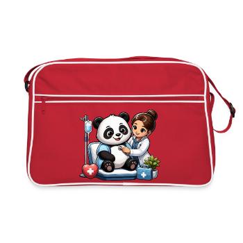 Visite chez le médecin du patient Panda - Sac Retro - rouge/blanc - Devant