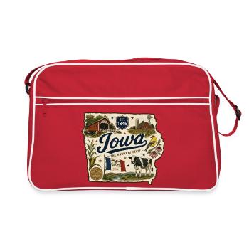Autocollant de ferme vintage Hawkeye de l’Iowa State - Sac Retro - rouge/blanc - Devant