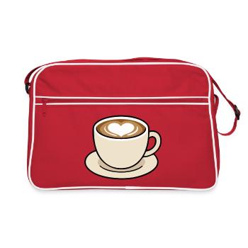 Illustration de la tasse de café Cutte Latte en forme de cœur mignon - Sac Retro - rouge/blanc - Devant