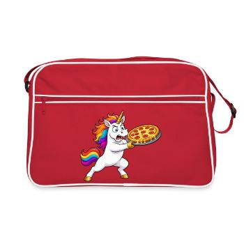 Sauvetage de pizzas de licorne drôle - Sac Retro - rouge/blanc - Devant