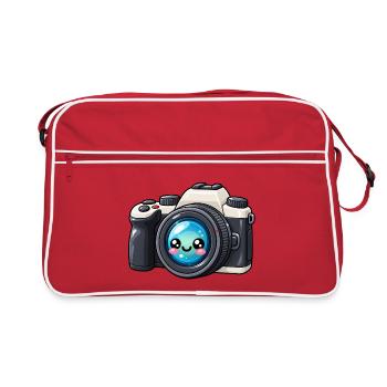 Kawaii Kamera Blickfang - Retro Tasche - Rot/Weiß - Vorne