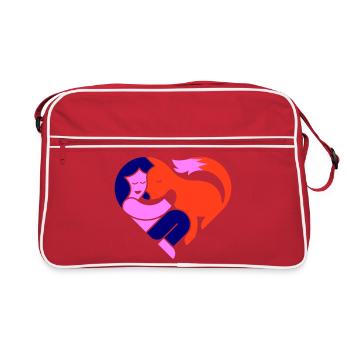 Fuchs verliebt - Retro Tasche - Rot/Weiß - Vorne