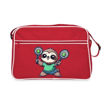 Niedliche Faultier Doppelspieler  - Retro Tasche - Rot/Weiß - Vorne