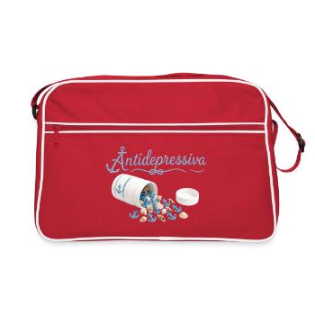 AnkerPillen Blaues Meeresbild - Retro Tasche - Rot/Weiß - Vorne