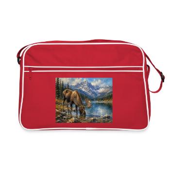 Orignal alpin près du lac de la montagne - Sac Retro - rouge/blanc - Devant