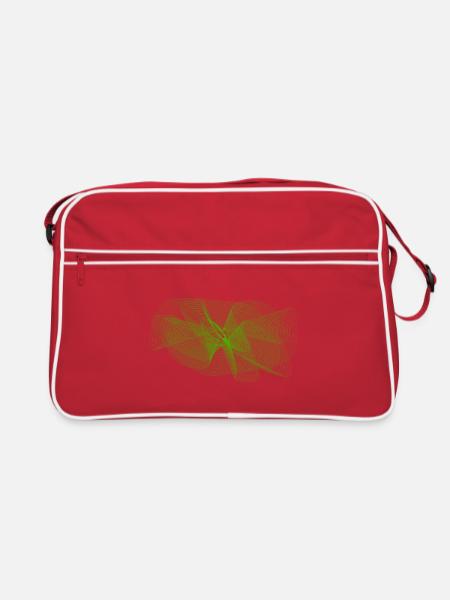 Grünes Abstraktgewebe Muster - Retro Tasche - Rot/Weiß - Vorne