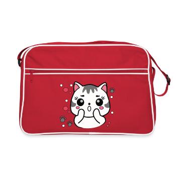 Chat mignon surpris - Sac Retro - rouge/blanc - Devant