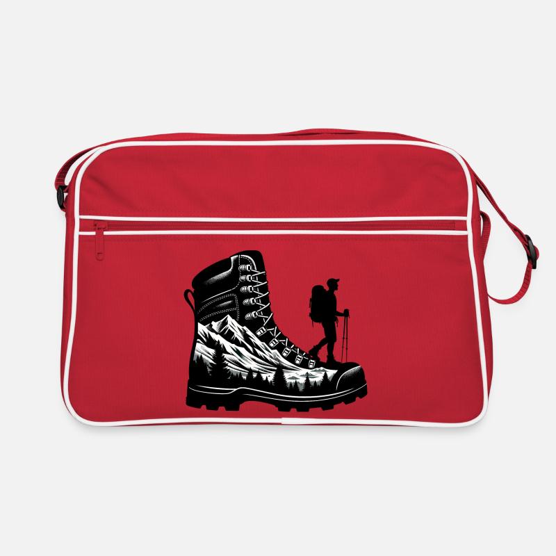 Drawing Hiker Bergwanderschuh Retro Tasche