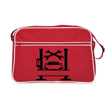 Car Garage Name Banner - Retro Bag - red/white - Front