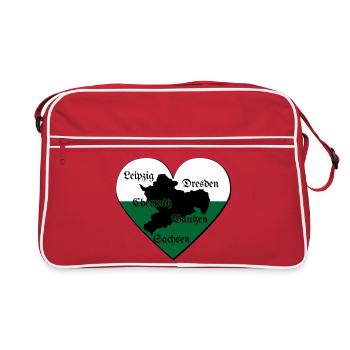 Sachsen Herz Dresden Leipzig Chemnitz Bautzen - Sac Retro - rouge/blanc - Devant
