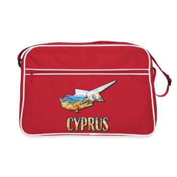 Aquarell Landkarte Zypern - Retro Tasche - Rot/Weiß - Vorne