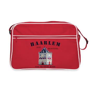 Haarlem Facade De Waag, Pays-Bas Dessin à la main - Sac Retro - rouge/blanc - Devant